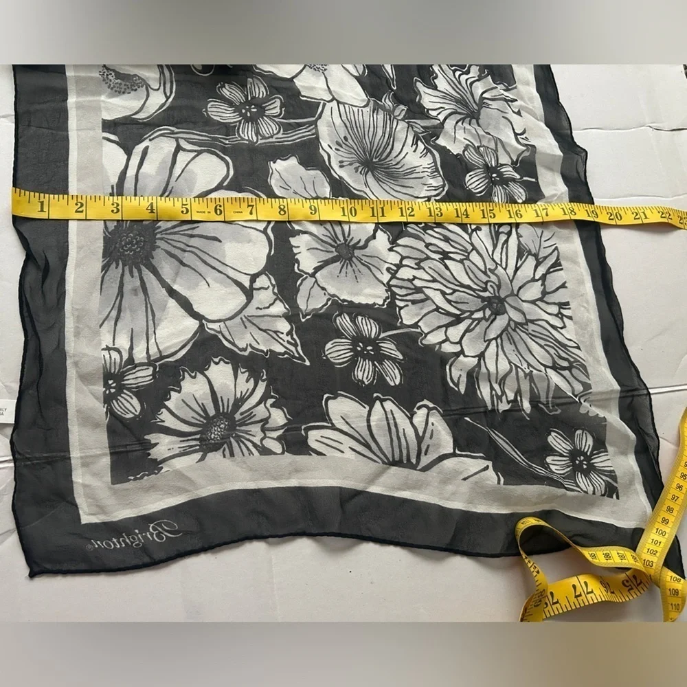 Brighton Women’s 100% Silk Scarf - Black & White Floral